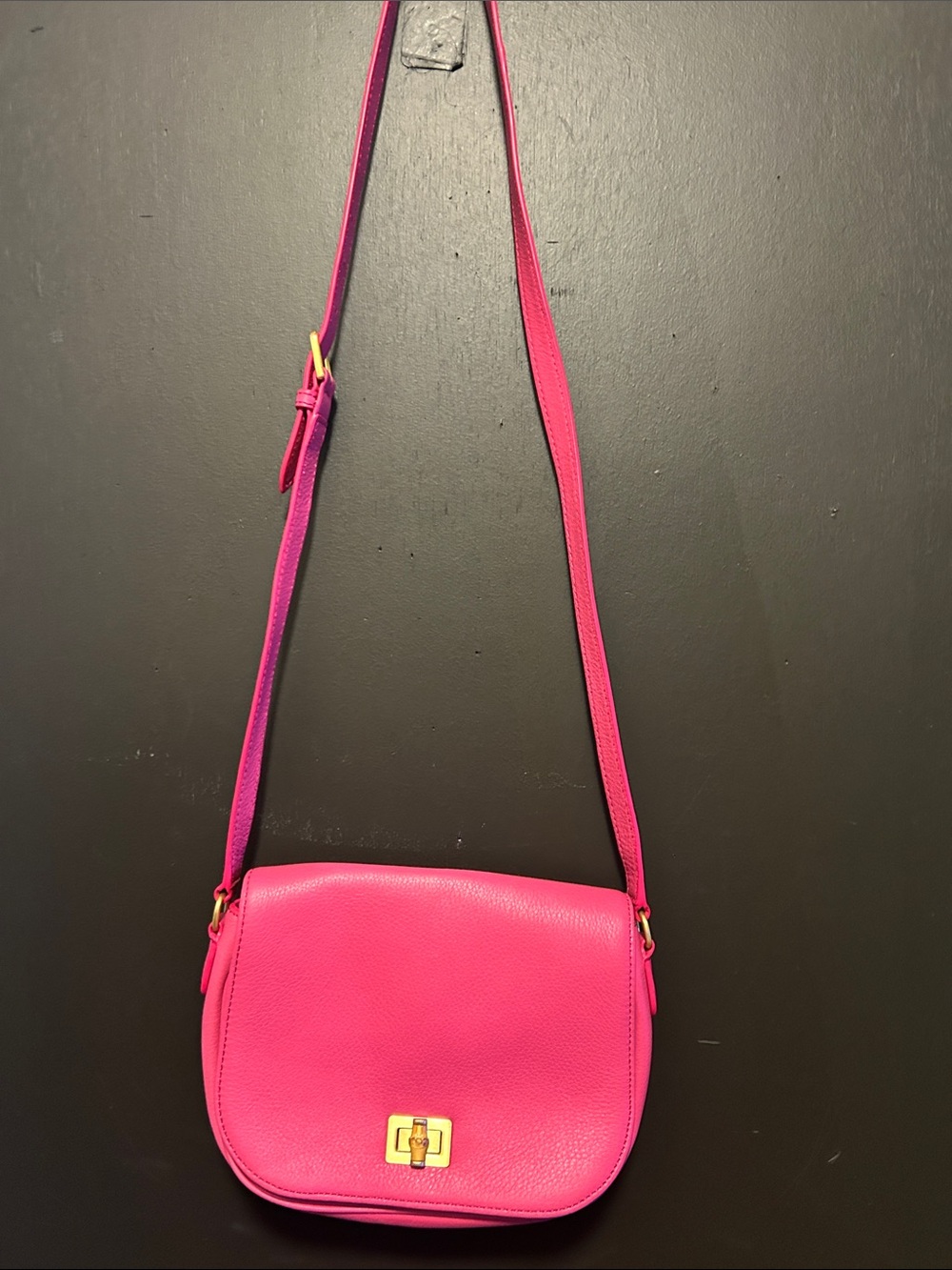 Talbots Hot Pink Crossbody Bag with Gold Turn-Lock